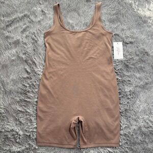 Isabel Maternity Sleeveless Unitard Maternity Jumpsuit Light Brown Womens Small